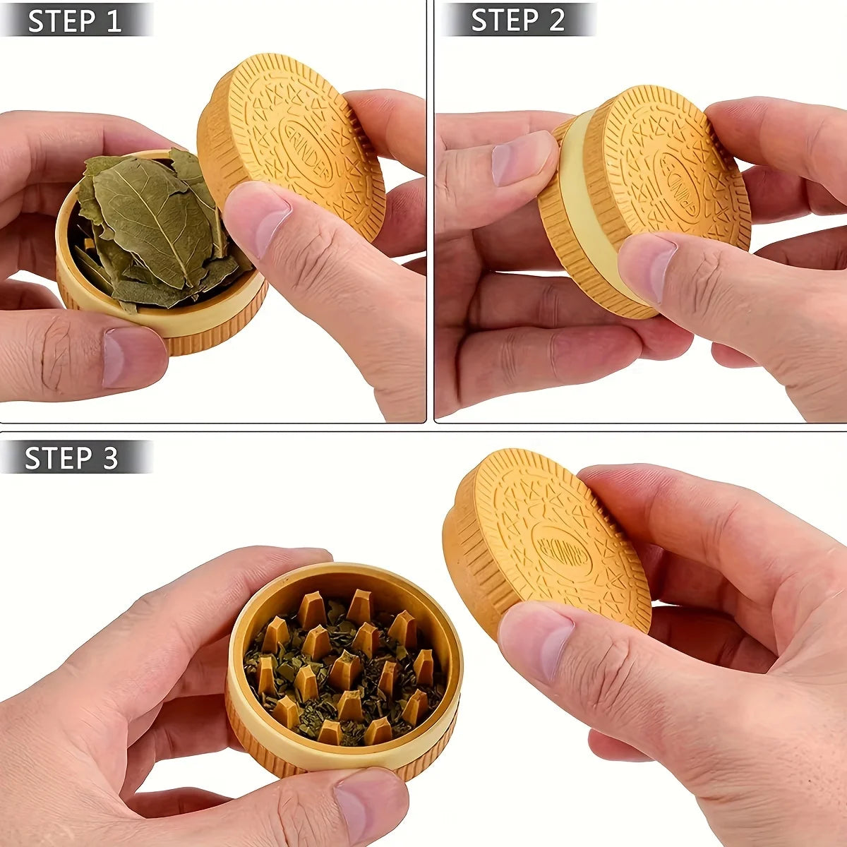 Cookie Shape Manual Spice Grinder – Portable 2.2-Inch Mill