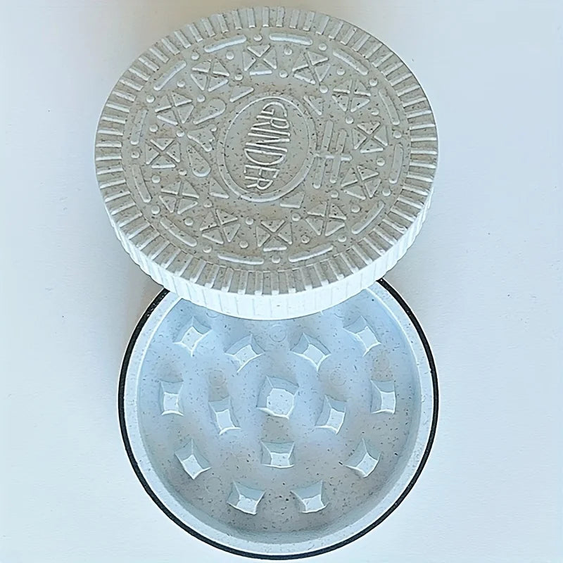 White Color Cookie Shape Manual Spice Grinder – Portable 2.2-Inch Mill