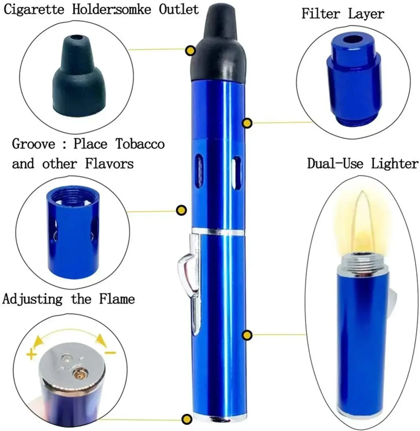 Metal Torch Lighter Pen With Blue Flame
