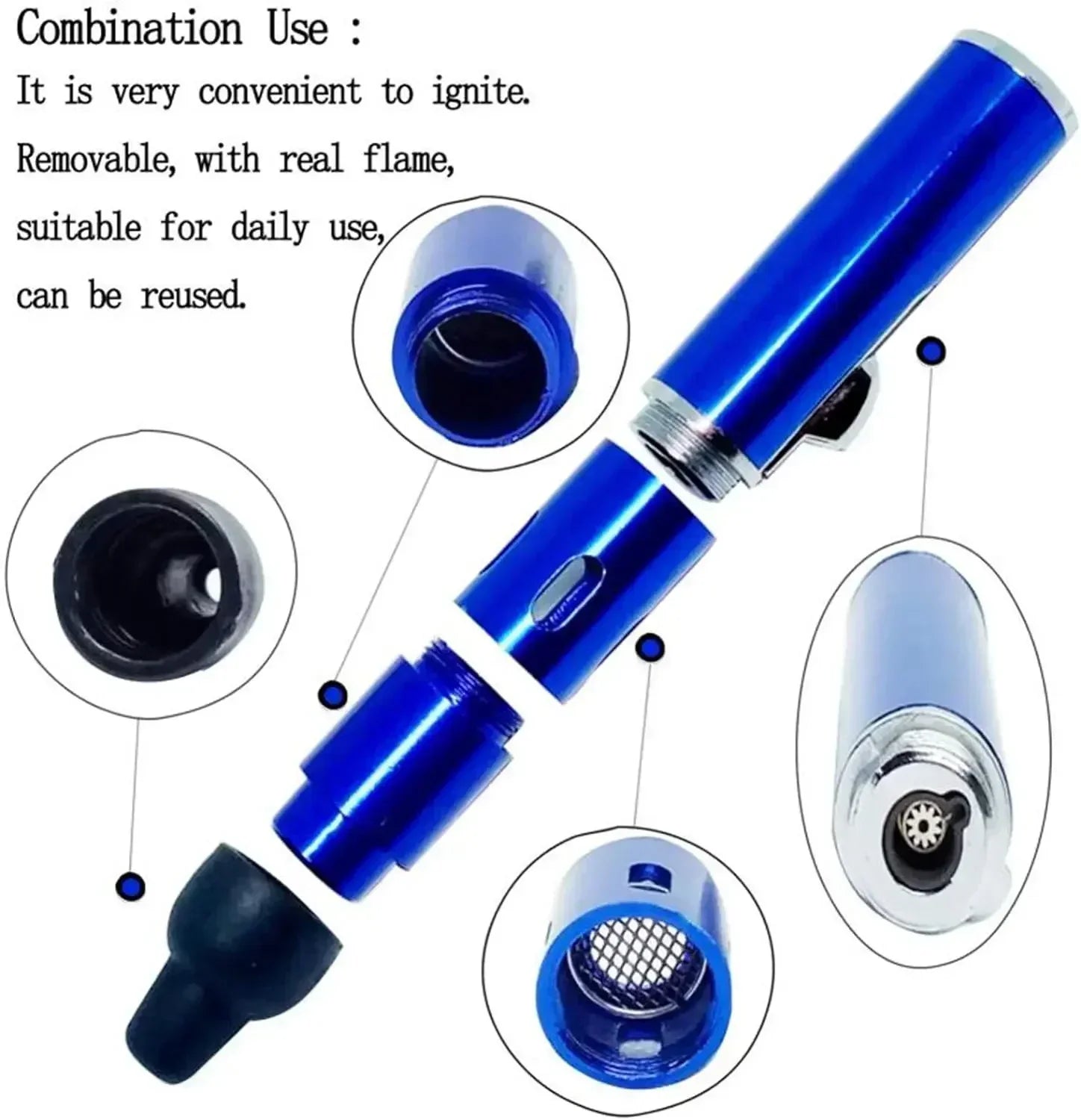 Metal Torch Lighter Pen With Blue Flame
